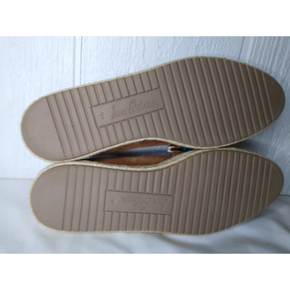 Sam Edelman Issa Women's 9.5 Suede Multicolor Pom Pom Espadrilles Saddle Brown - Picture 7 of 9